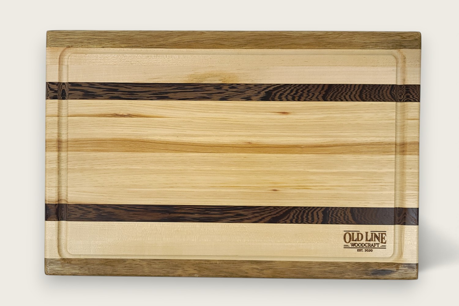 Hickory & Wenge Woodland Board (#215), rectangular edge-grain cutting board with warm hickory tones and tung oil finish.